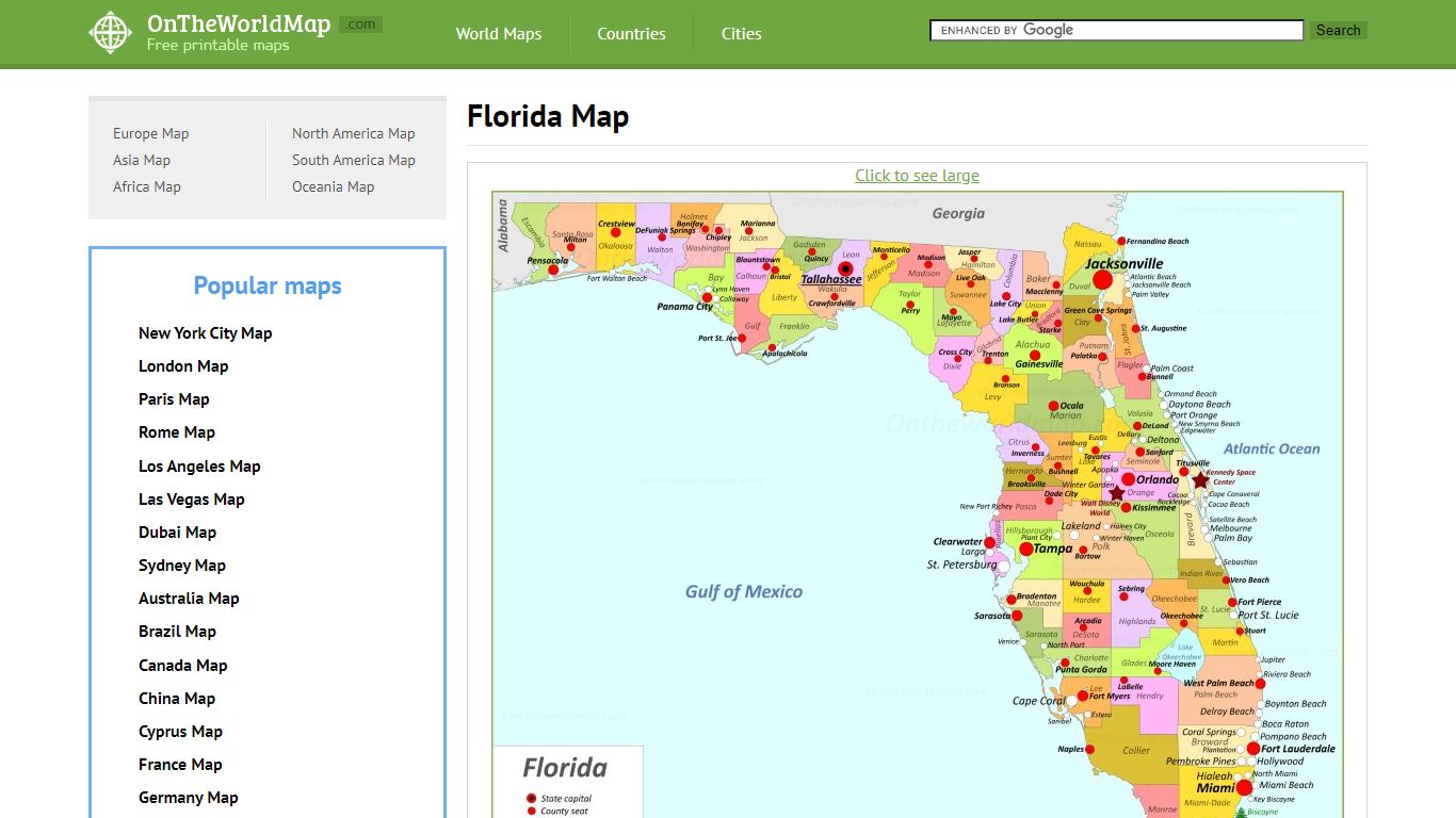 Florida State Map | USA | Detailed Maps of Florida (FL)